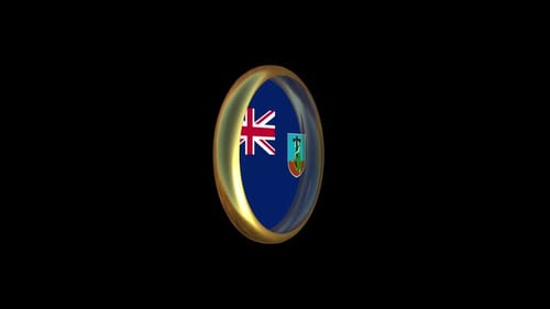 3D Rotating Montserrat Flag Badge Animation