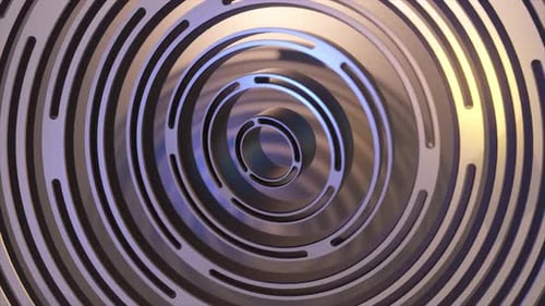 Smoothly Moving Rotating Silver Metal Chain Eye Circles Seamless Loop Animation 3d Motion Graphics