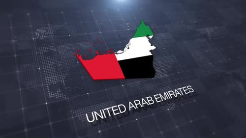 United Arab Emirates Map Flag Fill with Technology Background