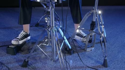 Drummer playing drum set