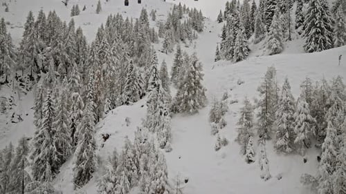 Aerial View Of Snowy Ski Resort Landscape