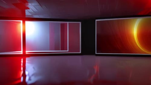 Modern News Studio Display: 3D Virtual TV Set