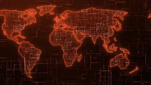 Orange Glowing Technology Earth Map Animation