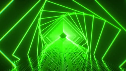Green Neon Light Tunnel Full Hd Loop