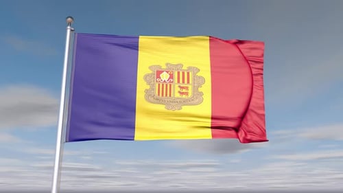 Realistic 3D Andorra Flag Waving Seamlessly