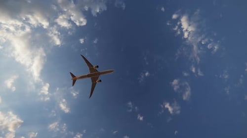 Airplane Flying Over Shipping Containers for Global Logistics