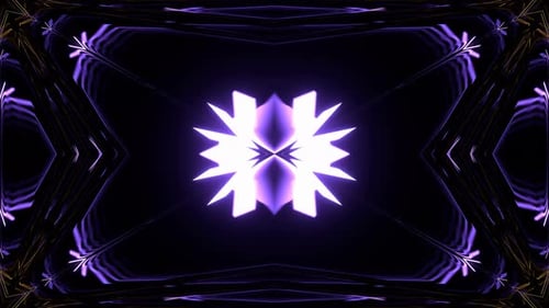 Purple And Yellow Symmetrical Bright Geometric Neon Kaleidoscope Pattern Background Vj Loop In 4K