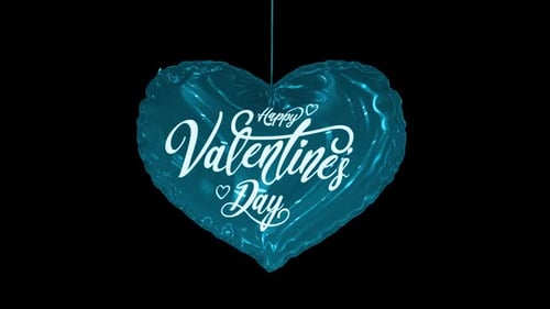 Happy Valentines Day Balloon Blue 4k Loop Alpha