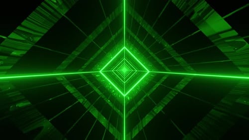 Glare Sci Fi Tunnel With Toxic Acid Green Neon Lights With Starts Vj Loop Background Animation