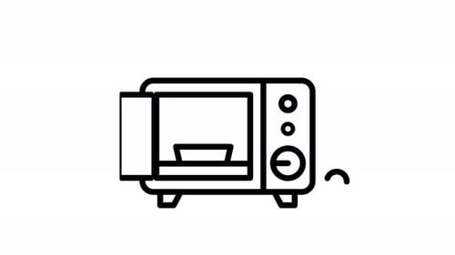 Flat Design Microwave Warming Line Icon Animation