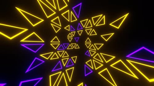 Purple And Yellow Triangular Moving Stroboscope Background Vj Loop In 4K