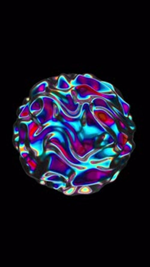 3D Abstract Iridescent Wavy Sphere Animation Loop Vibrant Liquid Reflection Distorted Ball Neon