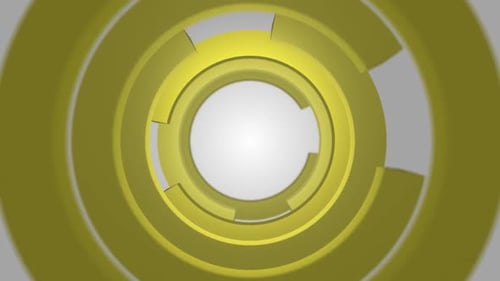 Animated Yellow Geometric Segmented Rings Tunnel Background