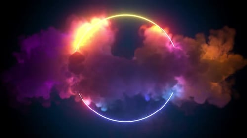 Glowing color circle in cloud
