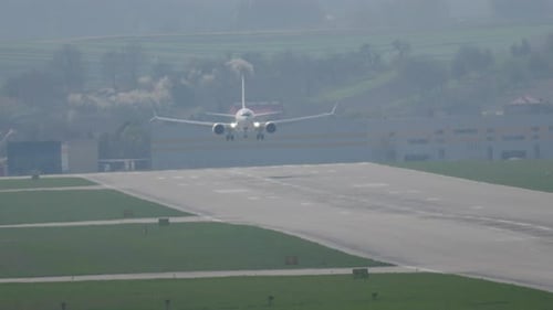 Landing journey completes as passenger aircraft arrives at airport