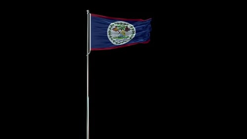 Belize Realistic Flag Alpha Channel