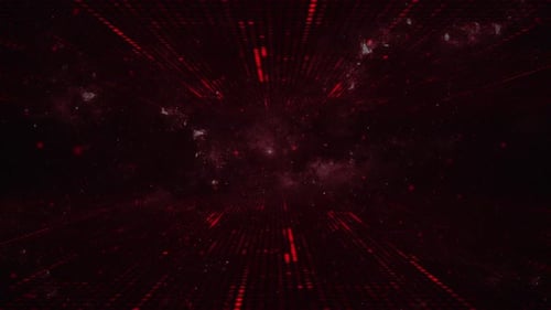 Futuristic Red Digital Grid Tunnel Looping Background