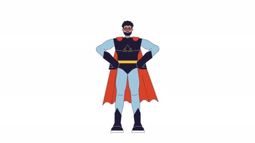 Animated Superhero Character with Flowing Cape