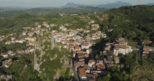 Aerial view of Pietrastornina town, Italy.