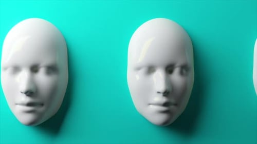 Minimalist White Masks Changing Facial Expressions