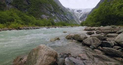 Glacier Kjenndalsbreen Beautiful Nature Norway natural landscape.