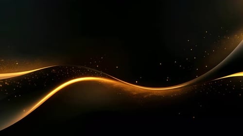 Elegant Golden Flowing Lines with Particles Background
