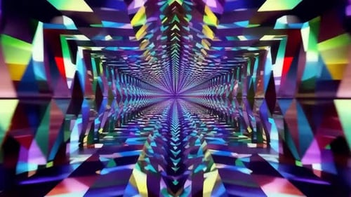Abstract Colorful Geometric Kaleidoscope Tunnel Loop