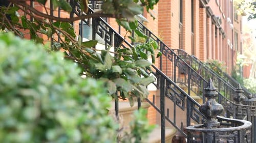 New York City Townhouse Building Brooklyn Heights Residential Brownstone House Architecture in USA