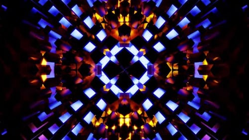 Round Equalizer With Golden And Blue Neon Color Vj Loop Background Animation