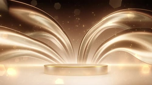 podium with gold cloth background.