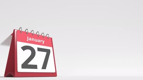 January 28 Date on the Flip Desk Calendar Page