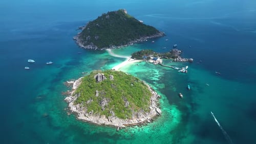 Aerial view of Nang Yuan Island off Ko Tao island, Thailand.
