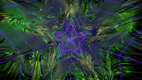 Purple And Green Star Tunnel Background Loop Animation In 1080Hd