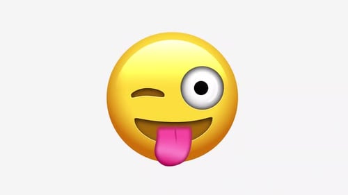 Winking Tongue Out Emoji Transforms to Smiling Emoticon Animation