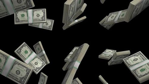 One Dollar Money Falling Alpha Channel
