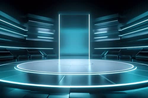 podium Futuristic showcase with platform for product displaying. Empty modern stage display