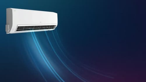 Aire acondicionado moderno que sopla aire frío: comodidad y eficiencia