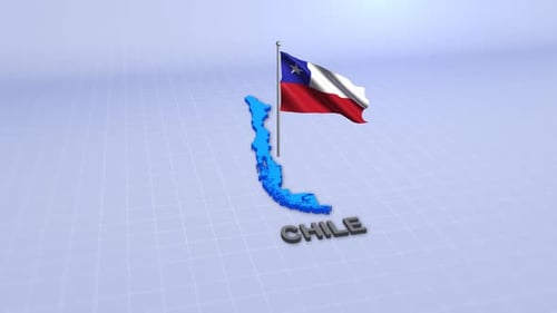 Animated Map of Chile with Waving Flag Presentation