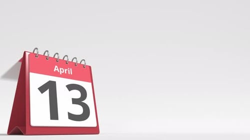 April 14 Date on the Flip Desk Calendar Page