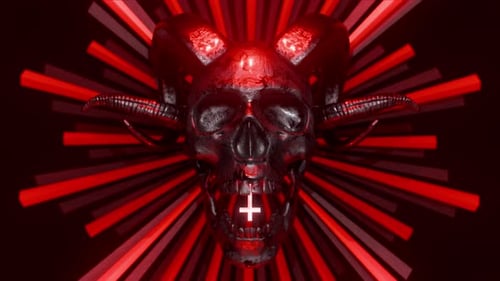Evil Skull with Glowing Cross 4K