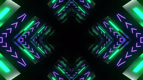 Purple And Turquoise Neon Pulsing Square Tunnel Background Vj Loop In 4K