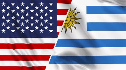 Rundreise mit der Flagge der USA und Uruguays