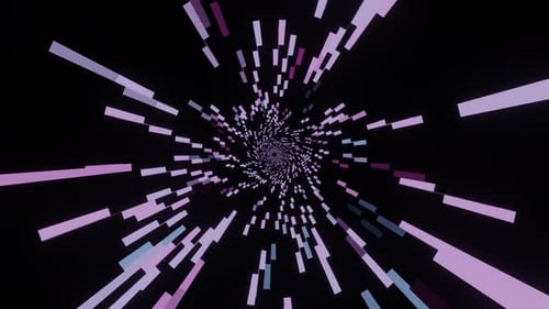 Tunnel of long segments on a black background