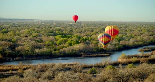 Hot Air Balloons Above Albuquerque, New Mexico at Sunset Adventure