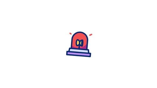 Animated Flat Design Alarm Siren Icon