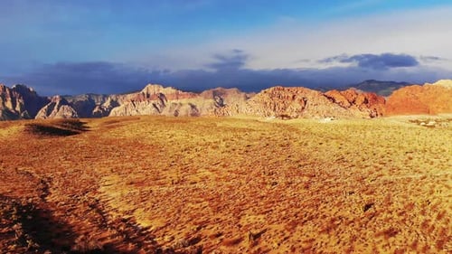 Nevada mountains revealed in aerial view under blue skies