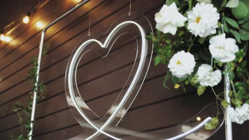 Illuminated Heart Decoration with Flowers