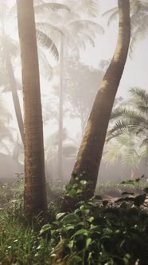 Tall Palm Trees Forest Landscape