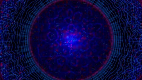 Big Data Complex Round Graph Animation Top View on Quantum Computing Universe Cyber Space of AI