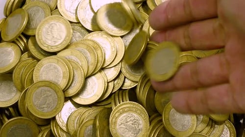 Close Up of Gold and Silver Coins Pile